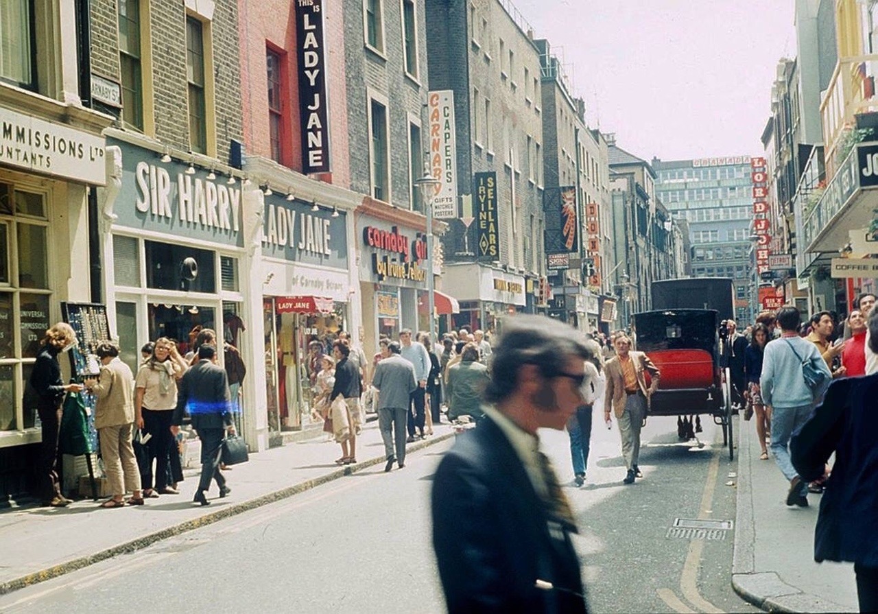 Carnaby Street in the Swinging 60s birthplace of Merc London