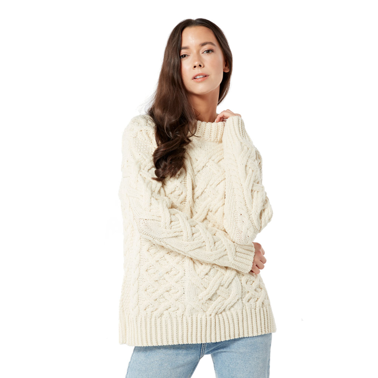 Aran Woollen Mills Women's Chunky Knit Cable Jumper