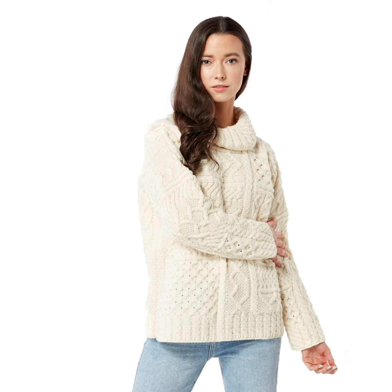 Aran Woollen Mills Women's Patchwork Knit Jumper