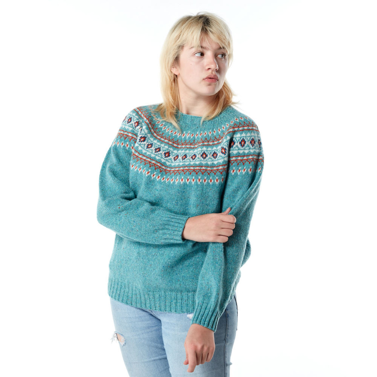 Harley of Scotland Women's Fair Isle Jumper Ocean